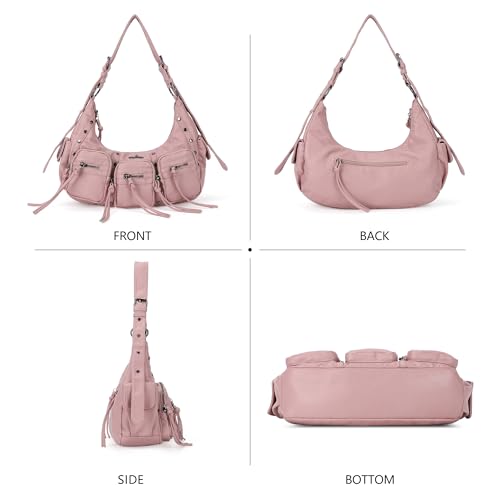 Image of Angel Kiss Hobo Bags Purse for Women Y2K Shoulder Bag Multi Pockets Designer Satchel Studded Handbags with Strap