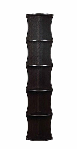 Coaster Furniture Modern 6 Shelf Corner Bookcase Composite Wood Bookshelf Fixed Shelves Cappuccino Brown 801182