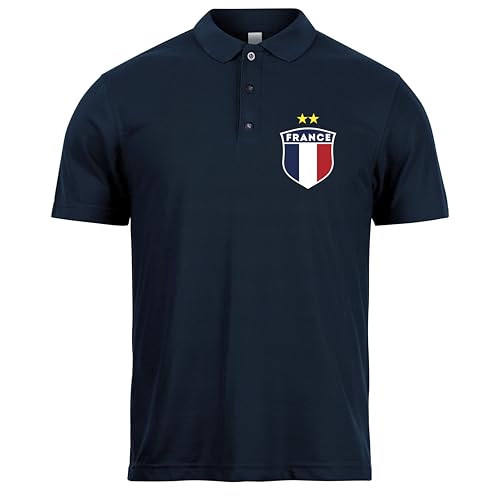lepni.me Polo de Football France pour Homme avec Votre Nom et Numéro | Drapeau Français Insigne Maillot Personnalisé | Championnat d'europe 2024 (L Bleu Marine sans...