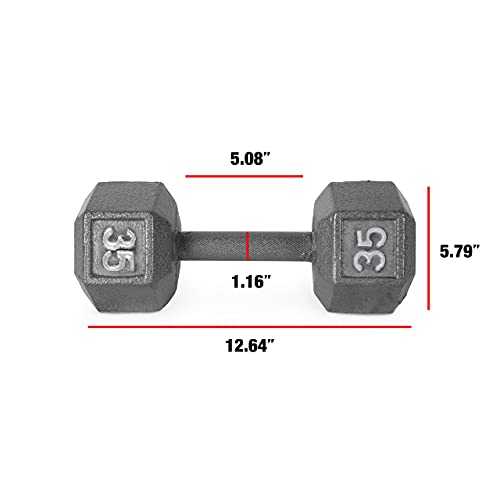 Wf Athletic Supply Cast Iron Solid Hexagon Gray Dumbbells, Strength Training Free Weights Set Of 2 For Women And Men, Hand Weights Sold By Pairs, From 1 To 120 Lbs, Multi-Select Size Options Available #TOP1