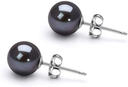 10mm Japanese Akoya Cultured Pearl Earrings Stud for Women AAA Black Earrings Sterling Silver Setting - Orien Jewelry