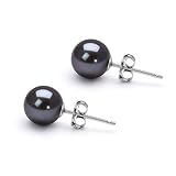10mm Japanese Akoya Cultured Pearl Earrings Stud for Women AAA Black Earrings Sterling Silver Settin