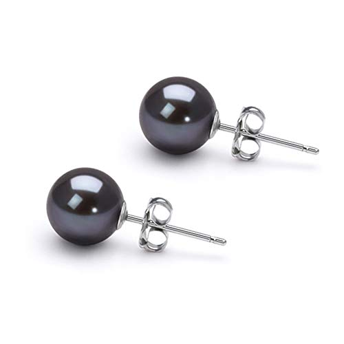 10Mm Japanese Akoya Cultured Pearl Earrings Stud For Women Aaa Black Earrings Sterling Silver Setting - Orien Jewelry #TOP9