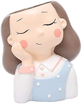 Youfui Home Decor Pot, Succulent Planter Flowerpot Decor for Home Office Desk (Cute Girl)