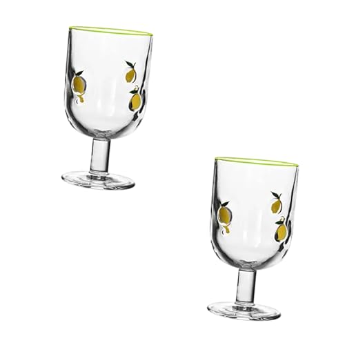 LAIOUSN Lemon Patterned Glass Beverage Cups 360ml Capacity Classical Barwares For Juices Cocktails Table Setting Decorative Accents Lemon Decorated Glasses Cups Collection