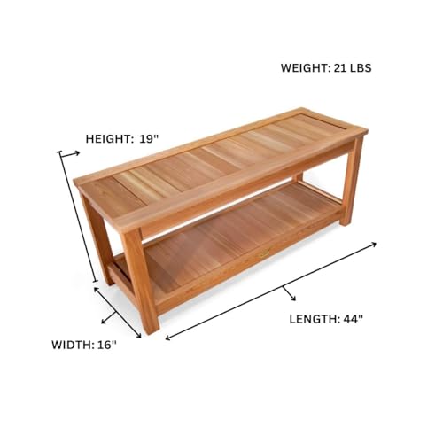 Cedar Sauna Bench for Indoor & Outdoor Use (44x16x19)