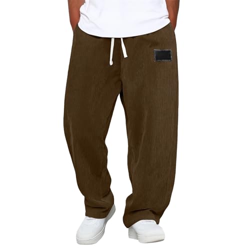 Pantalon Homme Velours Cotelé Grosse Cote Taille Elastique Baggy Pantalon Kirakuco De Travail Cordon Mode Casual Sweatpants Droite Coupe Ample Pantalons Japonais per Jogging avec Poche