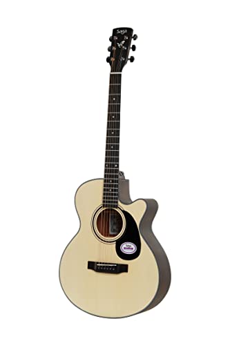 Image of Saga SA-600C-NAT Concert Acoustic Cutaway Guitar (Natural)