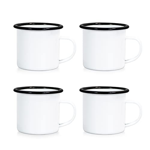 Maikesub 4 Pack Sublimation Blanks Enamel Mug 12 Oz With Black Rim Camping Travel Coffee Metal Mug Can Be Used As A Gift For Christmas Thanksgiving Mother's Day Father's Day #TOP5