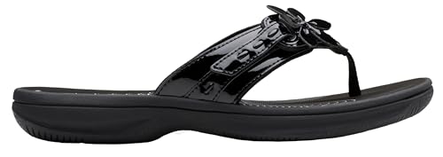 Clarks Clarks Women's Breeze Opal Cloudsteppers Flip-Flop, Black Patent Synthetic, 8
