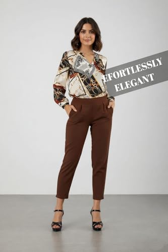 Image of DIGITAL SHOPEE Women Regular Fit Elastic Waist Full Length Cotton Formal Trouser for Casual Wear, Office Wear
