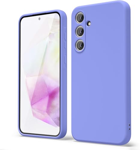 Image of DIZORO Microfiber Candy Case Compatible for Samsung A15 5G Smooth Touch Cushion Liquid Soft Silicone Gel Rubber Phone Cases Non-Slip Full Body Protective Shockproof Back Cover (.Purple.)