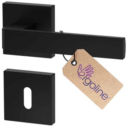 ERGO Schwarz Türbeschlag Türgriff für Zimmertüren Schwarz Matt Eckig Drückergarnitur, Türbeschlag, Türklinke, Türdrücker