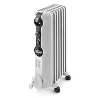 De'Longhi TRRS0715 Radiatore ad Olio Elettrico, 7 Elementi, Meno Consumo Energetico, Calore a Lungo, Manopole Intuitive, per Ambienti fino a 45m³, Silenzioso, 3 livelli di Potenza, 1500 watt, Bianco