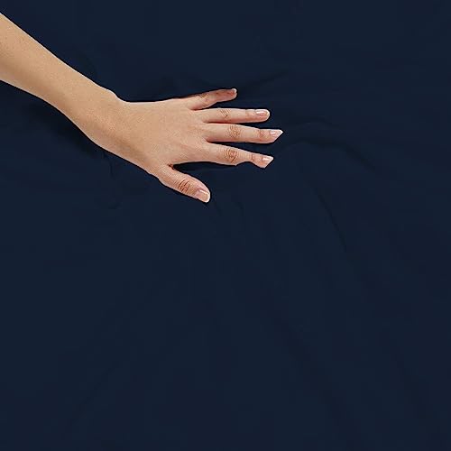 Image of Duvet Cover Set Double Size Bed (92x102 Inch) 1 Duvet Cover + 2 Pillow Covers with Zipper 400 TC Microfiber Luxurious Quilt, Comforter, Rajai, Dohar Blanket Cover (Navy Blue)