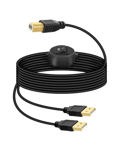 RIIEYOCA 4,5m Cable de Impresora usb, 2 USB-A a USB-B Cable de Impresora Splitter con Tecla de Alternancia, 2 en 1 Salida Compartida de Impresora, Escáner