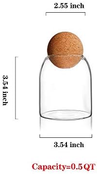 550ML/18Oz round cork glass bottle sealed jar nut storage jar coffee bean jar round transparent