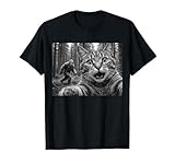 Funny Cat Selfie with Bigfoot Sasquatch Cryptid Humor T-Shirt