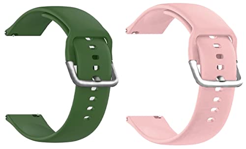 BQeT 20MM Soft Silicone Metal Buckle Strap For Smart Watch(CHECK MODEL LIST ALSO) (20MM, GREEN/PINK)