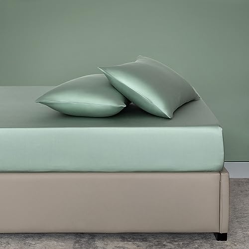 JIANINGHOME Spannbetttuch,90x200,Seide Bettlaken Satin Spannbettlaken Deluxe All-Inclusive rutschfeste Tagesdecke, Tiefe Taschen passen übergroße Matratzen mit Einer Tiefe