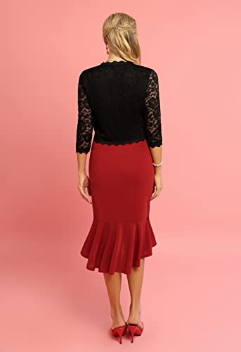 Grace Karin Women's 3/4 Sleeve Classic Open Front Cropped Bolero Cardigan Knit Shrug Sweaters For Evening Dresses Black Lace 3Xl #TOP4