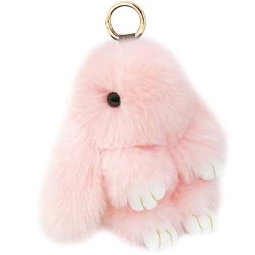 MBZRQKZS Bunny Keychain Soft Fluffy Rabbit Keychain Cute Colorful Rabbit Fur Pom Pom Key Rings for Women Pendant Accessories Type 9