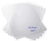 25 Pack - Clear Craft Plastic Sheets .007' Thick Crystal Transparent Film for Making Art Stencils,...