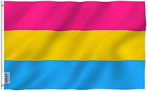 ANLEY Fly Breeze 3x5 Foot Pansexual Pride Flag - Vivid Color and UV Fade Resistant - Canvas Header and Double Stitched - Omnisexual LGBT Flags Polyester with Brass Grommets 3 X 5 Ft