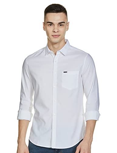 Image of The Indian Garage Co Men Slim Fit Solid Full Sleeves Spread Collar Casual Shirt