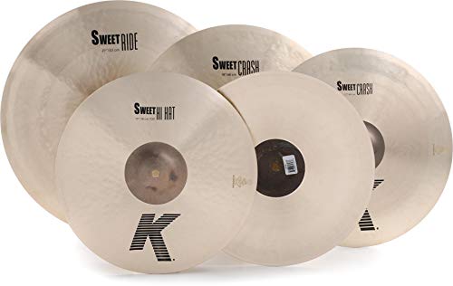Zildjian KS5791 K Sweet Cymbal Set – 15/17/19/21 inch, Custom Classic Drum Hardware Pack, Drum Sticks Bundle