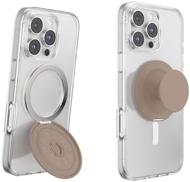 PopSockets Round Phone Grip Compatible with MagSafe, Adapter Ring Included, Phone Holder, Wireless Charging Compatible - Latte