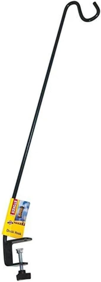 More Birds 13 inch Clamp-On Deck Steel Hook for Bird Feeders, Plants, and Windchimes - 38074 - Easy to Hang - Sturdy Construction - Outdoor Decor for Bird Feeders on Deck