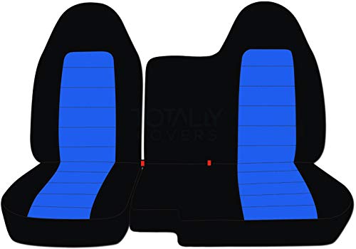 TOTALLY COVERS Compatible with 2004-2012 Chevy Colorado/GMC Canyon Two-Tone Truck Seat Covers (Front 60/40 Split Bench) No Armrest: Black and Blue (21 Colors) Chevrolet