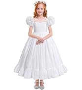 IDOPIP White First Communion Dresses for Girls Lace Flower Wedding Bridesmaid Pageant Birthday Ba...
