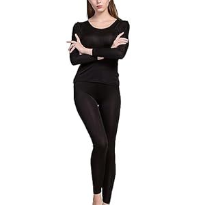 Womens Silk Long Underwear Mulberry Silk Long Johns Silk Thermal Underwear Sets Cold Weather Base Layer