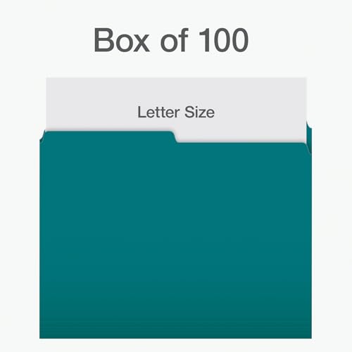 Pendaflex File Folders, 1/2 Cut Tab, Letter Size, Teal, Durable Paper Stock, 100/Box, Ideal for Office/Home/School Organization, Made in Canada, Reversible File Organizers image 2
