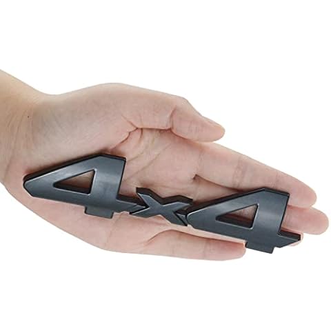 EmbRoom 4x4 Chrome Fender Side Rear Emblem Badge with Adhesive for Truck/SUV/Pickup Rear Tailgate Tail Gate Door 4Wd (Gloss Black) Cover