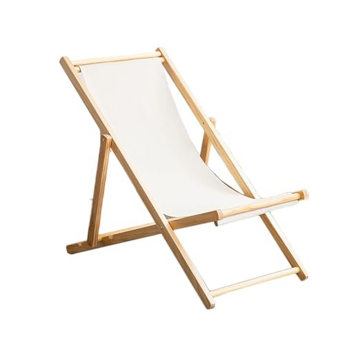 リクライニングチェア アウトドアチェア 折り畳み椅子 省スペース ベーシック ガーデンチェアー シェーズロングソファ 布製 枕付き 肘掛けき camping chair ラウンジチェア キャンプ 椅子 喫茶店 ビーチベッド おしゃれ (木製 - ベージュ)