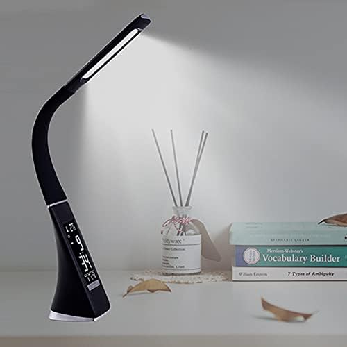 Dioche Desk Lamp, Touch Buttons Table Lamp Study Lamp with Adjustable Angle, Calendar, Clock, Alarm Clock, Temperature and LCD Screen Function for Desk, Office, Reading, Bedroom