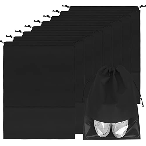 Simpolor 8 bolsas de zapatos, impermeables, resistentes al polvo, con cordón y ventana transparente, para hombres y mujeres, uso diario y de viaje, Negro , Maletín Cover