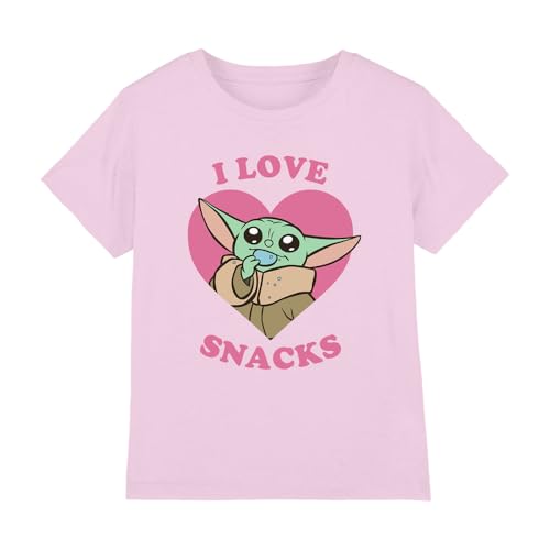 Star Wars The Mandalorian Grogu I Love Snacks Girls T Shirt, Light Pink, 7-8 Years