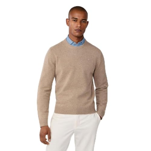 Hackett London Para Hombre. HM7000075 Jersey De Lana Liso Beige (Xl), Casual