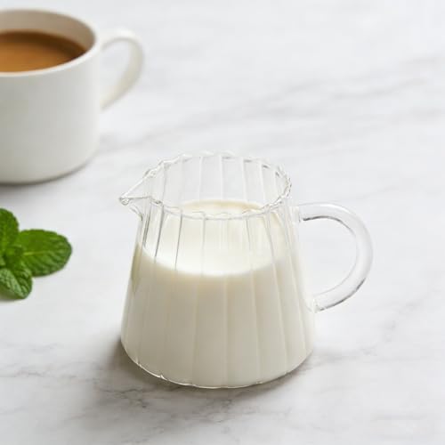 Jarras de vidrio para espumar leche SHINEOFI de 355 ml con asa para café espresso y té 6