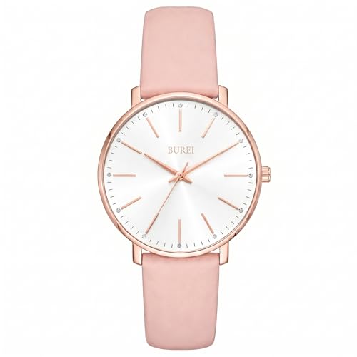 BUREI Frauen Uhren Mode Minimalistisch Analog Leder Quarz Wasserdicht Uhren für Frauen