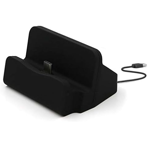 Kcjhagbd Type-C Fast Charging Dock Station Desktop USB C 3.1 Docking Charger with Cable for P9 for Smart Phone Tablet Stand Tablet Holder for Bed Car Charger Phone Charger for Car, Black Cover