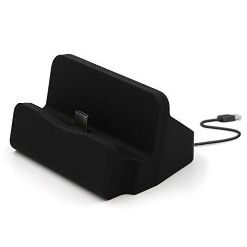 Kcjhagbd Type-C Fast Charging Dock Station Desktop USB C 3.1 Docking Charger with Cable for P9 for Smart Phone Tablet Stand Tablet Holder for Bed Car Charger Phone Charger for Car, Black