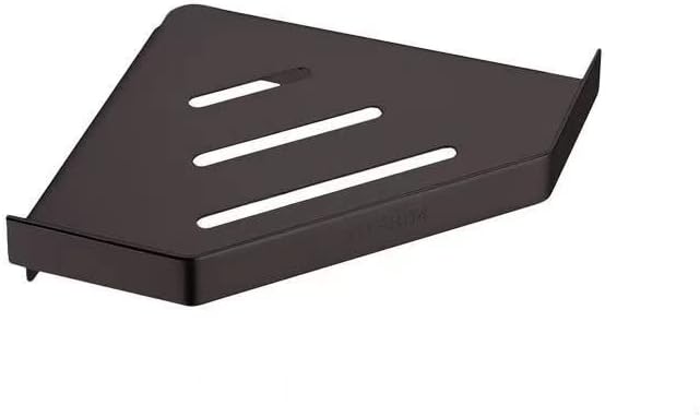 Miniatura 5 de Estante de ducha de esquina para baño, estante de acero inoxidable, triangular, sin taladros, con pegamento o montaje en pared con tornillo (negro)