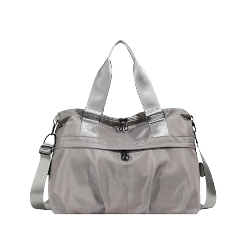 Borsone da Viaggio da Donna Grande Capacità Palestra Nylon Borsa Sportiva Bagaglio a Mano a Tracolla Borse a Spalla per Sport Viaggi Grigio