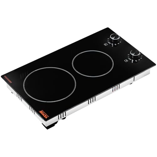 VEVOR Electric Cooktop, 12 inch 2 Burners Built-in Electric Stove Top, 3000W Ceramic Top Radiant Cooktop, with 11 Heat Levels, Glass Panel, Knob Control, 220-240V, Hard Wire (No Plug) by VEVOR - Used condition - Image 9