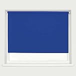 Electric Blue Blackout Roller Blind Metal Fittings Trimmable UV Protection Thermal Properties Premium Fabric Home Office Bedroom Kids Room Child Safe Easy Fit Blue 90cm Width x 160cm Drop